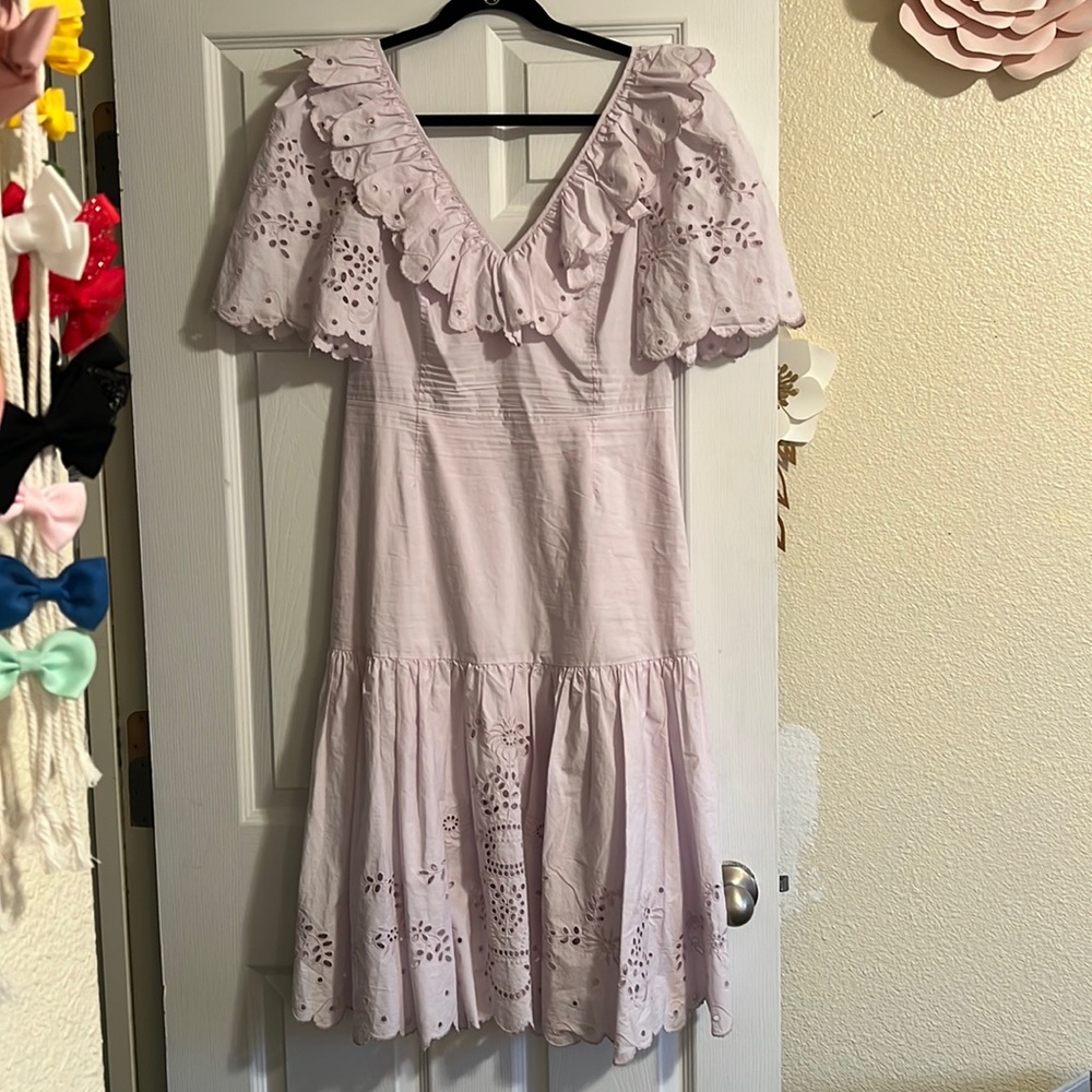 La vie Rebecca taylor size medium lilac poplin eyelet midi dress